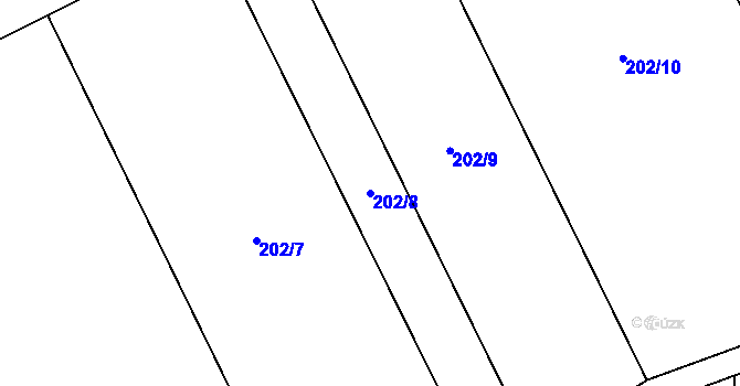 Parcela st. 202/8 v KÚ Haňovice, Katastrální mapa
