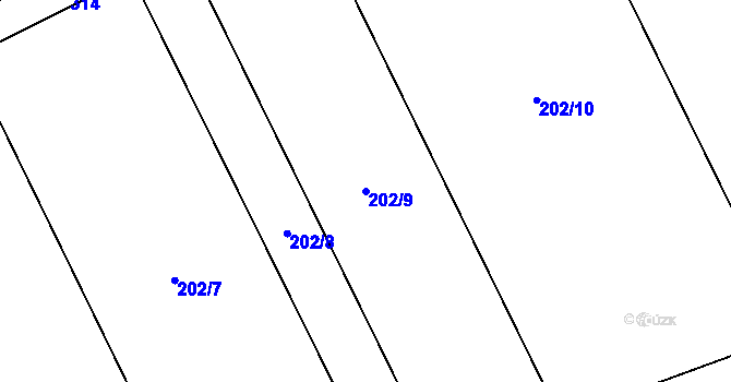 Parcela st. 202/9 v KÚ Haňovice, Katastrální mapa