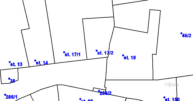 Parcela st. 17/2 v KÚ Haňovice, Katastrální mapa