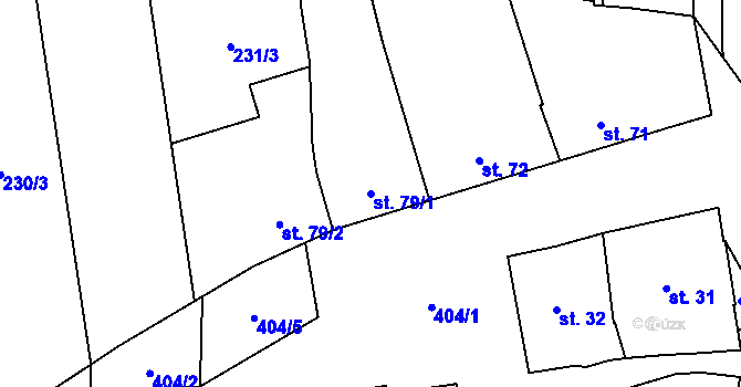 Parcela st. 79/1 v KÚ Myslechovice, Katastrální mapa