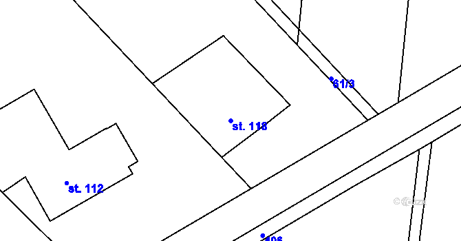 Parcela st. 118 v KÚ Myslechovice, Katastrální mapa