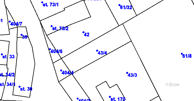 Parcela st. 43/4 v KÚ Myslechovice, Katastrální mapa