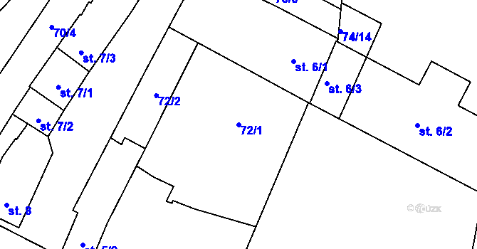 Parcela st. 72/1 v KÚ Myslechovice, Katastrální mapa