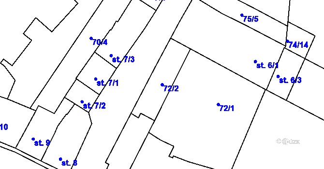 Parcela st. 72/2 v KÚ Myslechovice, Katastrální mapa
