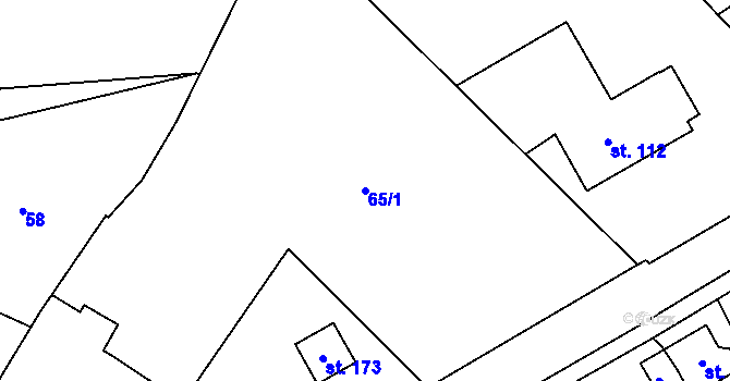 Parcela st. 65/1 v KÚ Myslechovice, Katastrální mapa