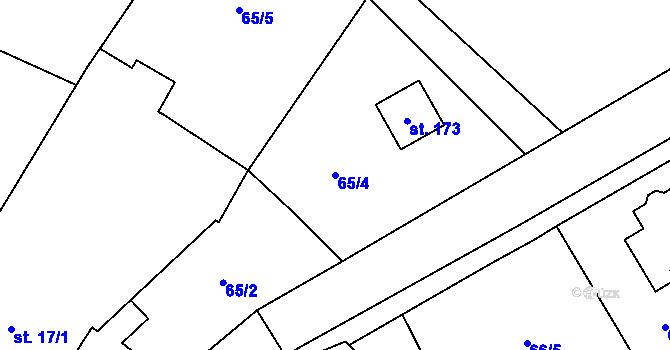 Parcela st. 65/4 v KÚ Myslechovice, Katastrální mapa