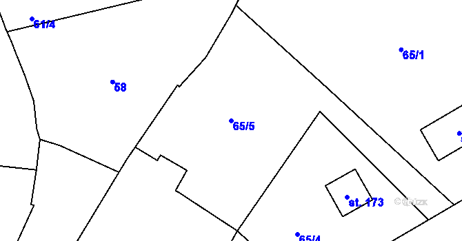 Parcela st. 65/5 v KÚ Myslechovice, Katastrální mapa