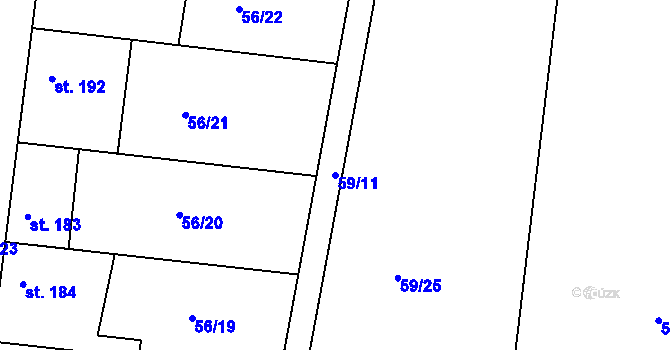 Parcela st. 59/11 v KÚ Nasobůrky, Katastrální mapa