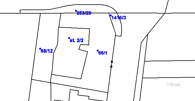 Parcela st. 66/1 v KÚ Nasobůrky, Katastrální mapa