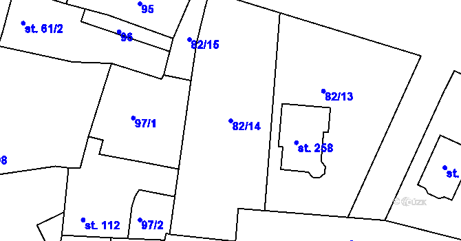 Parcela st. 82/14 v KÚ Nasobůrky, Katastrální mapa