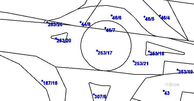 Parcela st. 253/17 v KÚ Nasobůrky, Katastrální mapa