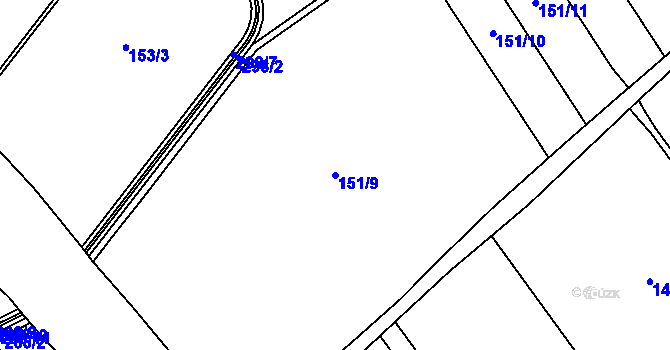 Parcela st. 151/9 v KÚ Nasobůrky, Katastrální mapa