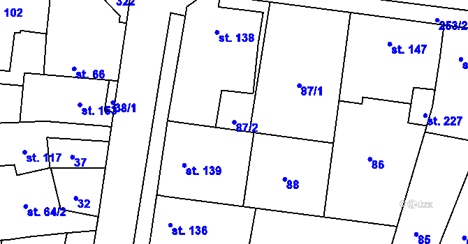 Parcela st. 87/2 v KÚ Nasobůrky, Katastrální mapa