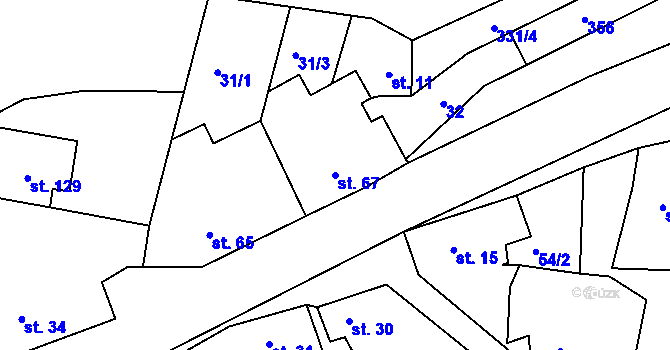 Parcela st. 67 v KÚ Nová Ves u Litovle, Katastrální mapa