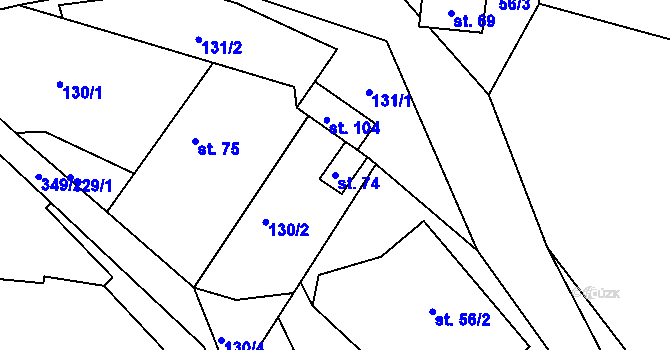 Parcela st. 74 v KÚ Nová Ves u Litovle, Katastrální mapa