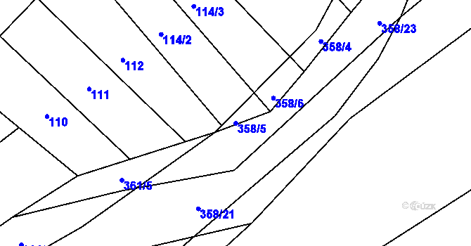 Parcela st. 358/5 v KÚ Nová Ves u Litovle, Katastrální mapa