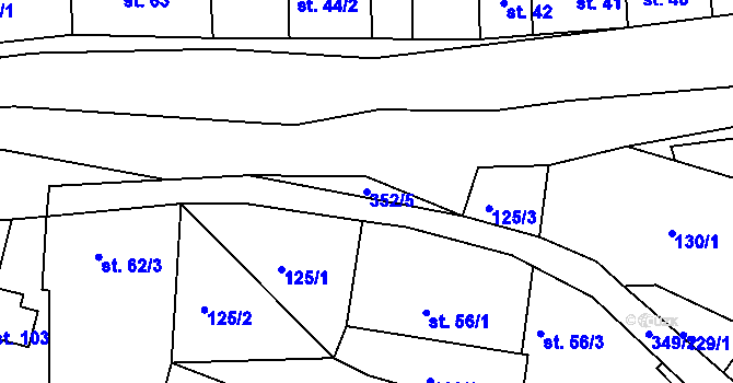Parcela st. 352/5 v KÚ Nová Ves u Litovle, Katastrální mapa