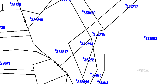 Parcela st. 352/14 v KÚ Nová Ves u Litovle, Katastrální mapa