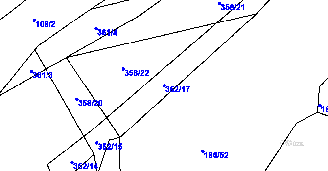 Parcela st. 352/17 v KÚ Nová Ves u Litovle, Katastrální mapa