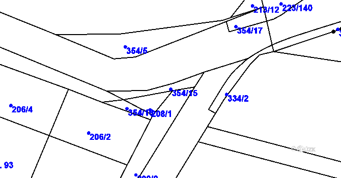 Parcela st. 354/15 v KÚ Nová Ves u Litovle, Katastrální mapa