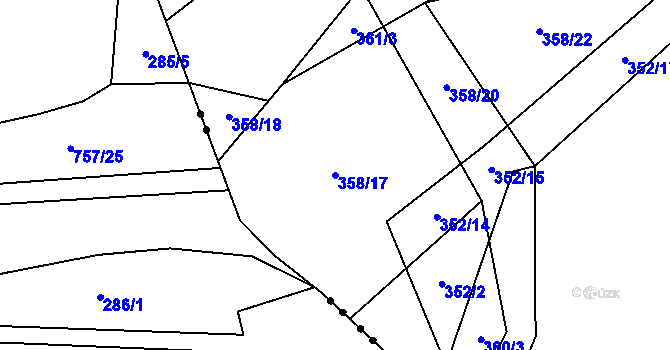 Parcela st. 358/17 v KÚ Nová Ves u Litovle, Katastrální mapa