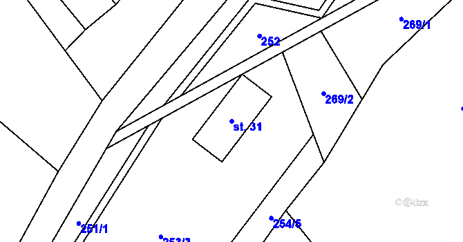 Parcela st. 31 v KÚ Hanušovice, Katastrální mapa