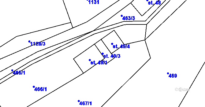 Parcela st. 49/3 v KÚ Hanušovice, Katastrální mapa