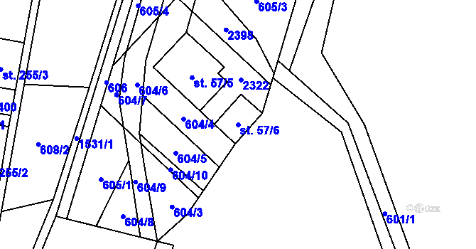 Parcela st. 57/6 v KÚ Hanušovice, Katastrální mapa