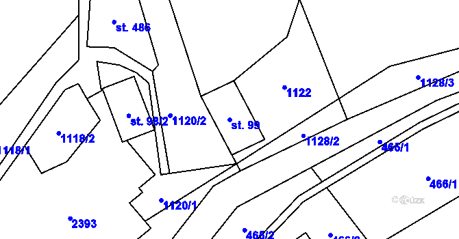 Parcela st. 99 v KÚ Hanušovice, Katastrální mapa