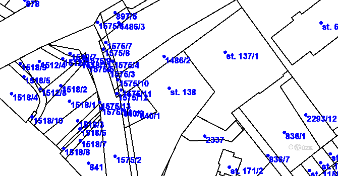 Parcela st. 138 v KÚ Hanušovice, Katastrální mapa