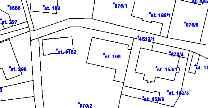 Parcela st. 169 v KÚ Hanušovice, Katastrální mapa