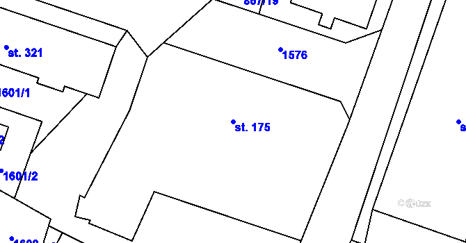 Parcela st. 175 v KÚ Hanušovice, Katastrální mapa