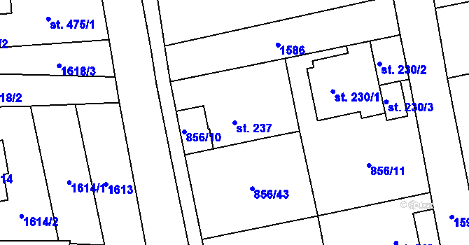 Parcela st. 237 v KÚ Hanušovice, Katastrální mapa