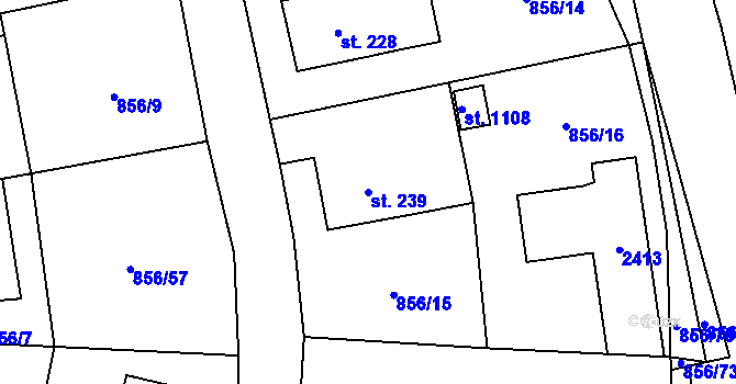 Parcela st. 239 v KÚ Hanušovice, Katastrální mapa