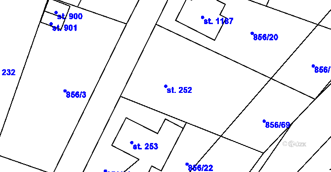 Parcela st. 252 v KÚ Hanušovice, Katastrální mapa