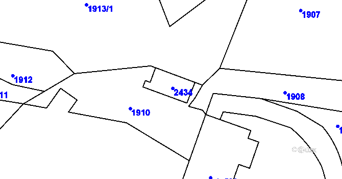 Parcela st. 340 v KÚ Hanušovice, Katastrální mapa
