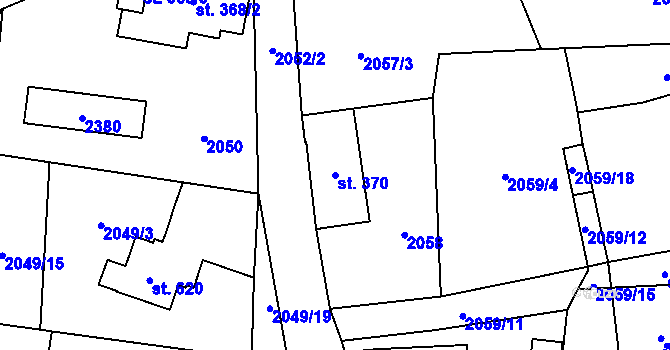 Parcela st. 370 v KÚ Hanušovice, Katastrální mapa