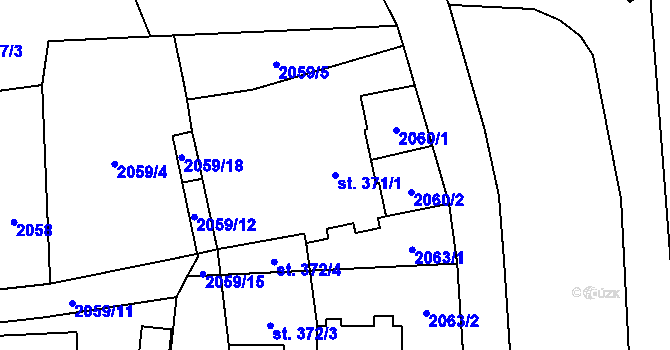 Parcela st. 371/1 v KÚ Hanušovice, Katastrální mapa