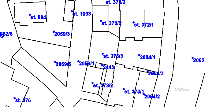 Parcela st. 373/3 v KÚ Hanušovice, Katastrální mapa