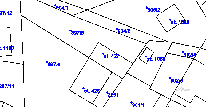 Parcela st. 427 v KÚ Hanušovice, Katastrální mapa