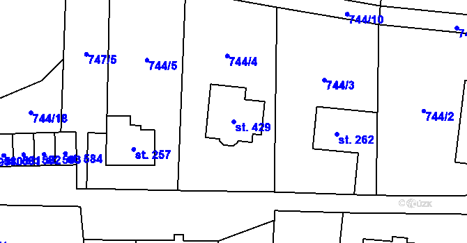Parcela st. 429 v KÚ Hanušovice, Katastrální mapa