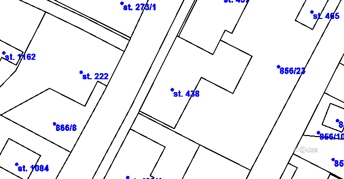 Parcela st. 438 v KÚ Hanušovice, Katastrální mapa