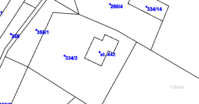 Parcela st. 442 v KÚ Hanušovice, Katastrální mapa