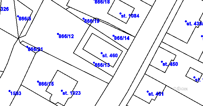 Parcela st. 460 v KÚ Hanušovice, Katastrální mapa