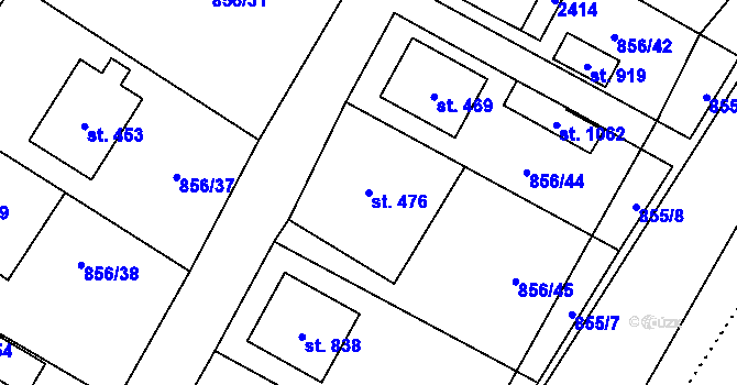Parcela st. 476 v KÚ Hanušovice, Katastrální mapa