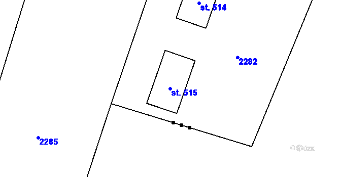 Parcela st. 515 v KÚ Hanušovice, Katastrální mapa