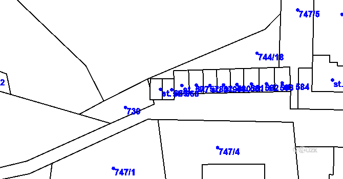 Parcela st. 668 v KÚ Hanušovice, Katastrální mapa