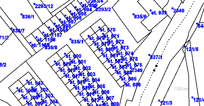 Parcela st. 681 v KÚ Hanušovice, Katastrální mapa