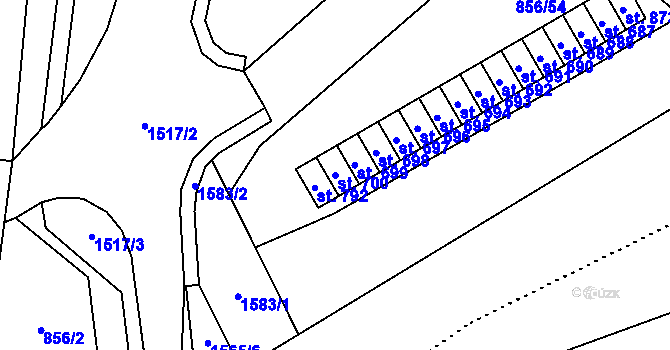 Parcela st. 700 v KÚ Hanušovice, Katastrální mapa