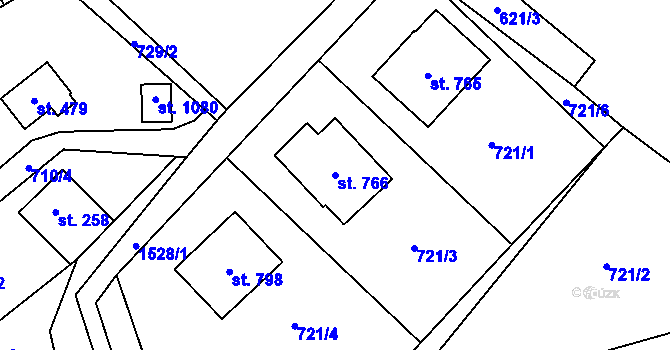 Parcela st. 766 v KÚ Hanušovice, Katastrální mapa